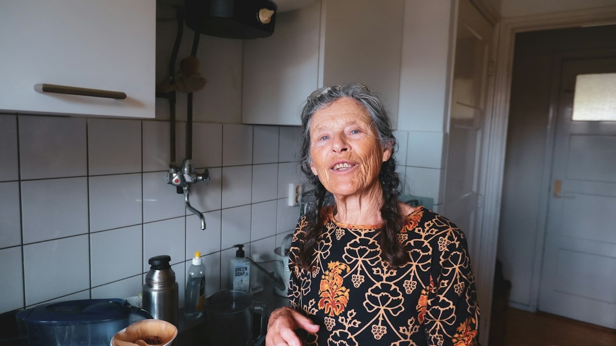 a woman in a kitchen